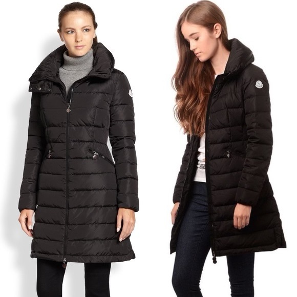 Moncler Black Flamme Down Long Puffer Jacket with optional hood Puffer Coat - Picture 1 of 6